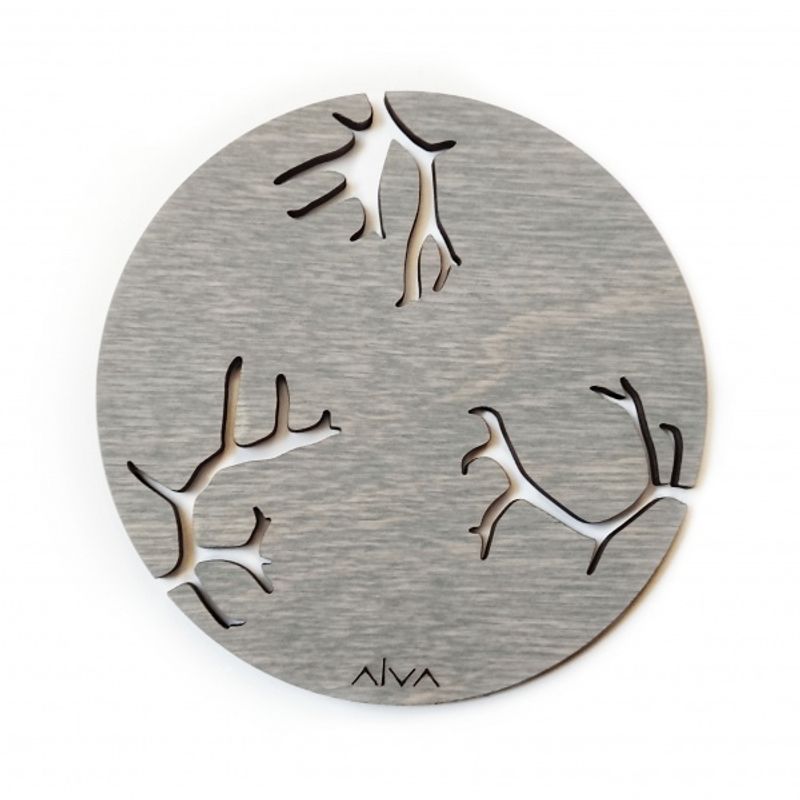 Alvabrikker. Hornmotiv. Grå. 4 stk